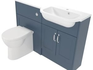 Deccado Padworth Juniper Blue Right Hand 1200mm Slimline Fitted Vanity & Toilet Pan Unit Combination with Right Hand Basin