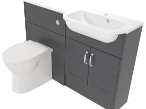 Deccado Padworth Charcoal Grey Right Hand 1200mm Slimline Fitted Vanity & Toilet Pan Unit Combination with Right Hand Basin