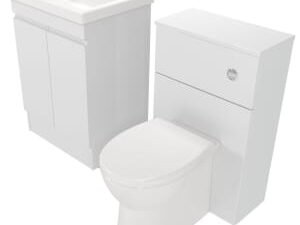 Deccado Clifton Bright White 600mm Freestanding Vanity & 500mm Toilet Pan Unit with Basin Modular Combination