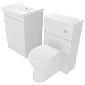 Deccado Clifton Bright White 600mm Freestanding Vanity & 500mm Toilet Pan Unit with Basin Modular Combination