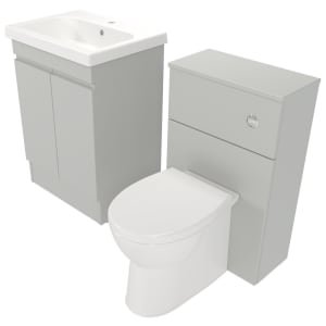 Deccado Clifton Whisper Grey 600mm Freestanding Vanity & 500mm Toilet Pan Unit with Basin Modular Combination
