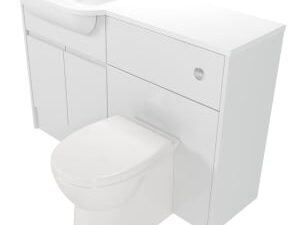Deccado Clifton Bright White Left Hand 1200mm Fitted Vanity & Toilet Pan Unit Combination with Left Hand Basin