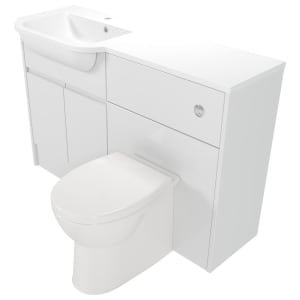 Deccado Clifton Bright White Left Hand 1200mm Fitted Vanity & Toilet Pan Unit Combination with Left Hand Basin