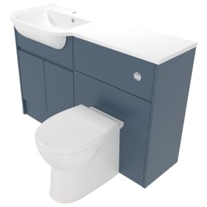 Deccado Clifton Juniper Blue Left Hand 1200mm Fitted Vanity & Toilet Pan Unit Combination with Left Hand Basin