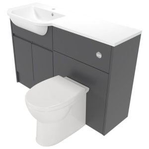 Deccado Clifton Charcoal Grey Left Hand 1200mm Fitted Vanity & Toilet Pan Unit Combination with Left Hand Basin