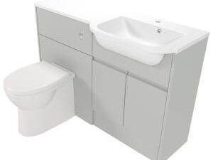 Deccado Clifton Whisper Grey Right Hand 1200mm Fitted Vanity & Toilet Pan Unit Combination with Right Hand Basin