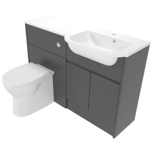 Deccado Clifton Charcoal Grey Right Hand 1200mm Fitted Vanity & Toilet Pan Unit Combination with Right Hand Basin