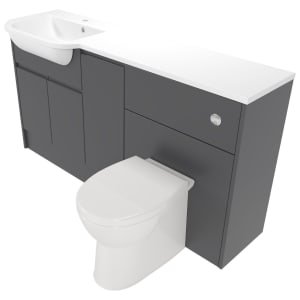 Deccado Clifton Charcoal Grey Left Hand 1500mm Fitted Vanity & Toilet Pan Unit Combination with Left Hand Basin