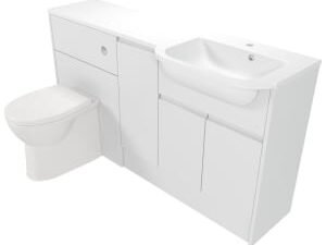 Deccado Clifton Bright White Right Hand 1500mm Fitted Vanity & Toilet Pan Unit Combination with Right Hand Basin