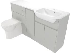 Deccado Clifton Whisper Grey Right Hand 1500mm Fitted Vanity & Toilet Pan Unit Combination with Right Hand Basin