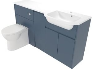 Deccado Clifton Juniper Blue Right Hand 1500mm Fitted Vanity & Toilet Pan Unit Combination with Right Hand Basin