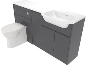 Deccado Clifton Charcoal Grey Right Hand 1500mm Fitted Vanity & Toilet Pan Unit Combination with Right Hand Basin