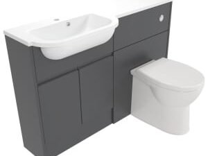 Deccado Clifton Charcoal Grey Left Hand 1200mm Slimline Fitted Vanity & Toilet Pan Unit Combination with Left Hand Basin