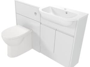 Deccado Clifton Bright White Right Hand 1200mm Slimline Fitted Vanity & Toilet Pan Unit Combination with Right Hand Basin