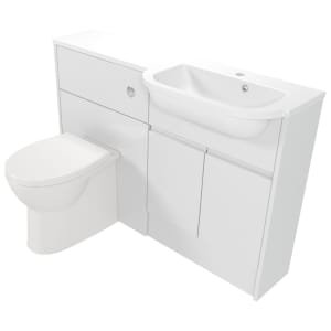 Deccado Clifton Bright White Right Hand 1200mm Slimline Fitted Vanity & Toilet Pan Unit Combination with Right Hand Basin