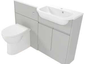 Deccado Clifton Whisper Grey Right Hand 1200mm Slimline Fitted Vanity & Toilet Pan Unit Combination with Right Hand Basin