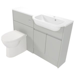 Deccado Clifton Whisper Grey Right Hand 1200mm Slimline Fitted Vanity & Toilet Pan Unit Combination with Right Hand Basin