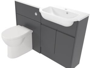 Deccado Clifton Charcoal Grey Right Hand 1200mm Slimline Fitted Vanity & Toilet Pan Unit Combination with Right Hand Basin