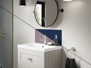 Mermaid Double Sided Deep Sea Blue / Smoked Rose Bathroom Splashback - 600 x 250mm