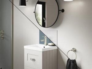 Mermaid Double Sided Glacier White / Neptune Blue Alloy Bathroom Splashback - 400 x 250mm