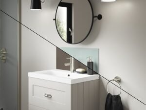 Mermaid Double Sided Terra Grey / Seabreeze Green Alloy Bathroom Splashback - 600 x 250mm