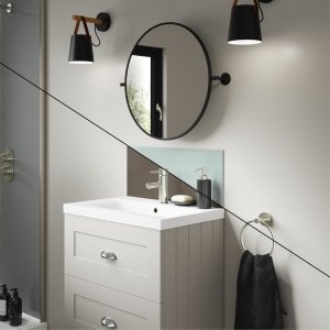 Mermaid Double Sided Terra Grey / Seabreeze Green Alloy Bathroom Splashback – 600 x 250mm