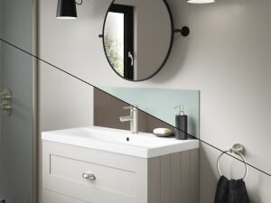 Mermaid Double Sided Terra Grey / Seabreeze Green Alloy Bathroom Splashback - 800 x 250mm