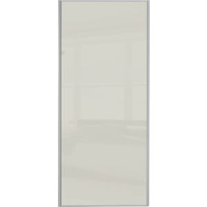 Spacepro Sliding Wardrobe Door Silver Framed Single Panel Arctic White Glass – 2220 x 914mm