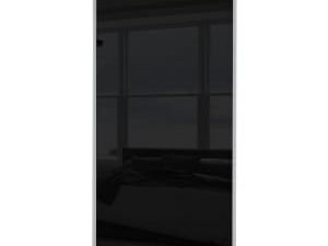 Spacepro Sliding Wardrobe Door Silver Framed Single Panel Black Glass - 2220 x 610mm