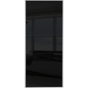 Spacepro Sliding Wardrobe Door Silver Framed Single Panel Black Glass – 2220 x 610mm