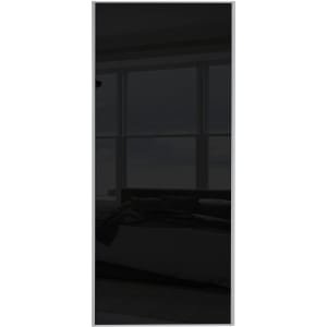 Spacepro Sliding Wardrobe Door Silver Framed Single Panel Black Glass – 2220 x 762mm