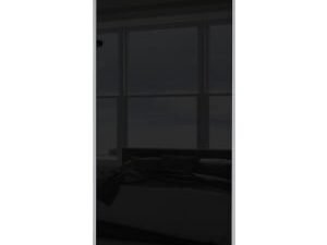 Spacepro Sliding Wardrobe Door Silver Framed Single Panel Black Glass - 2220 x 914mm