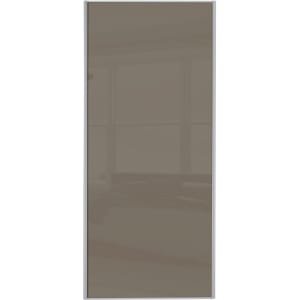 Spacepro Sliding Wardrobe Door Silver Framed Single Panel Cappuccino Glass – 2220 x 610mm