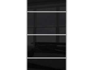 Spacepro Sliding Wardrobe Door Silver Framed Four Panel Black Glass - 2220 x 610mm