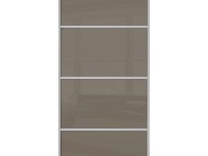 Spacepro Sliding Wardrobe Door Silver Framed Four Panel Cappuccino Glass - 2220 x 610mm