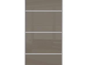Spacepro Sliding Wardrobe Door Silver Framed Four Panel Cappuccino Glass - 2220 x 762mm