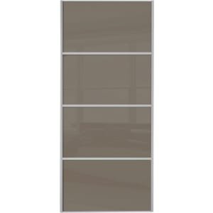 Spacepro Sliding Wardrobe Door Silver Framed Four Panel Cappuccino Glass – 2220 x 762mm