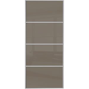 Spacepro Sliding Wardrobe Door Silver Framed Four Panel Cappuccino Glass – 2220 x 914mm