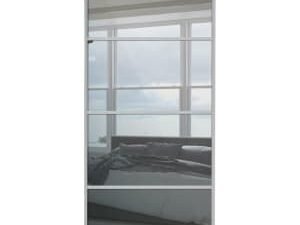 Spacepro Sliding Wardrobe Door Silver Framed Four Panel Mirror - 2220 x 762mm