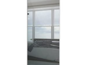 Spacepro Sliding Wardrobe Door White Framed Mirror - 2220 x 610mm