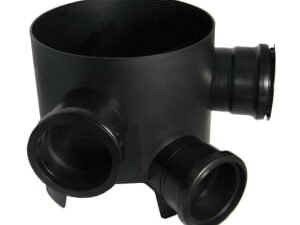 FloPlast 300mm Mini Access Chamber Base with 3 Fixed Inlets - Black