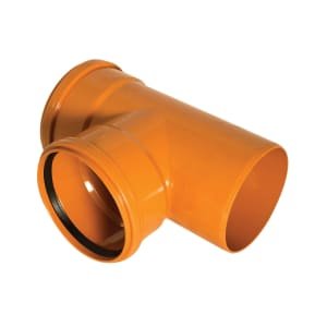 FloPlast 110mm Underground Drainage Equal Junction Double Socket/Spigot 87.5° – Terracotta