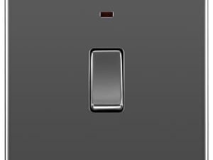 BG Screwless Flatplate Black Nickel Single Switch, 20A With Power Indicator