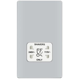BG Screwless Flatplate Polished Chrome Dual Voltage Shaver Socket