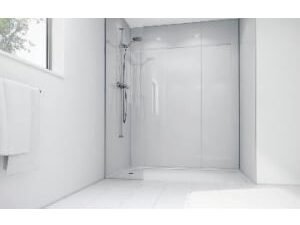 Mermaid White Acrylic Single Shower Panel - 2400 x 1200mm