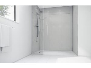 Mermaid White Sparkle Gloss Laminate Single Shower Panel - 2400 x 900mm