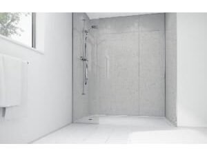 Mermaid White Sparkle Gloss Laminate 3 Sided Shower Panel Kit - 900 x 900mm