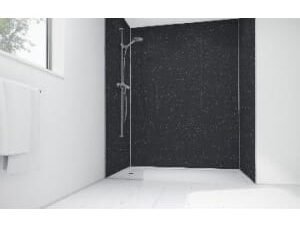 Mermaid Black Sparkle Gloss Laminate 3 Sided Shower Panel Kit - 900 x 900mm