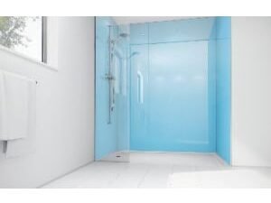 Mermaid Sky Blue Acrylic 3 Sided Shower Panel Kit - 1200 x 900mm