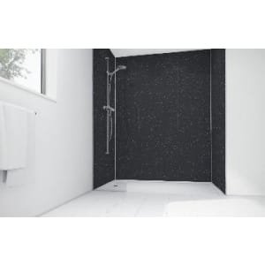Mermaid Black Sparkle Gloss Laminate 3 Sided Shower Panel Kit – 1200 x 900mm
